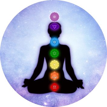 Silhouette humaine et 7 chakras